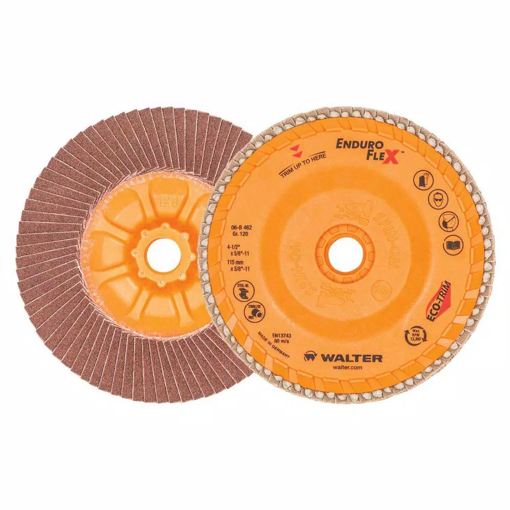 WALTER SURFACE TECHNOLOGIES ENDURO-FLEX 4.5 in. x 5/8-11 in. 120 Grit Zirconium Flap Disc (10-Pack)