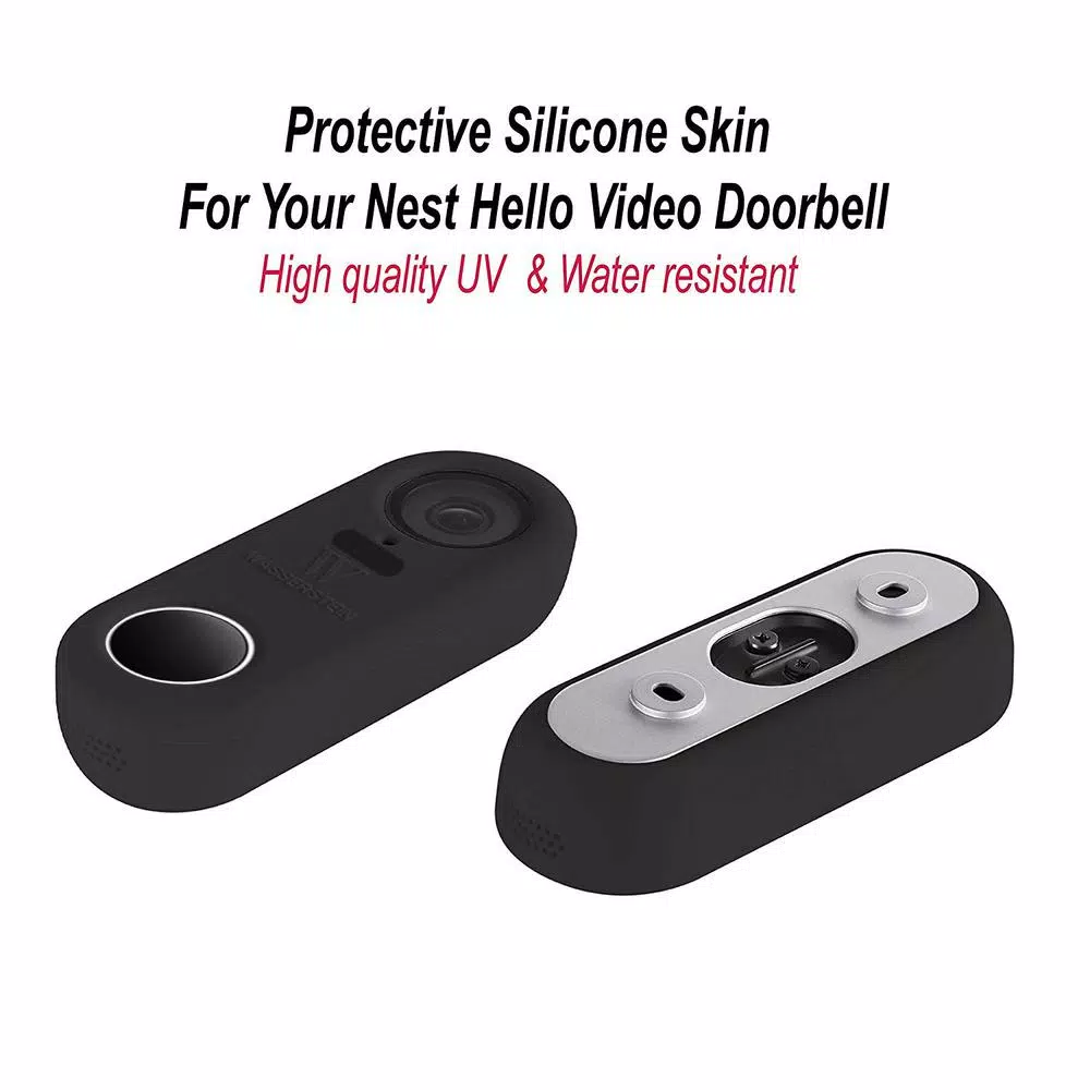 Wasserstein Black Protective Silicone Skin for Google Nest Hello Video Doorbell