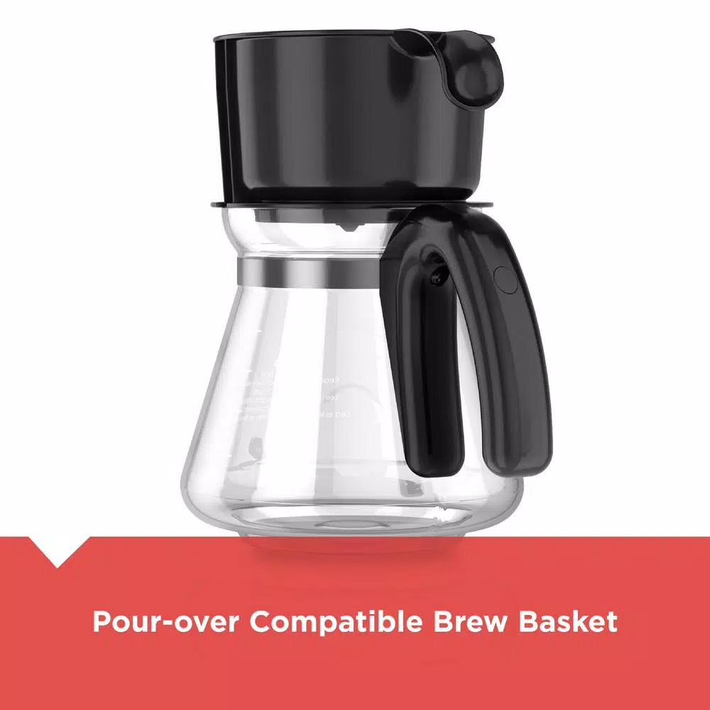 Black+Decker 4-in-1 5-Cup Drip Coffee Maker with Stainless Steel Travel Mug, Black/Stainless Steel