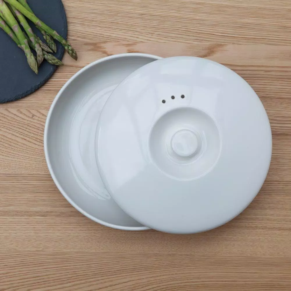 BergHOFF Ron 3-Piece Stoneware Steamer Insert and Covered Bowl Set, White