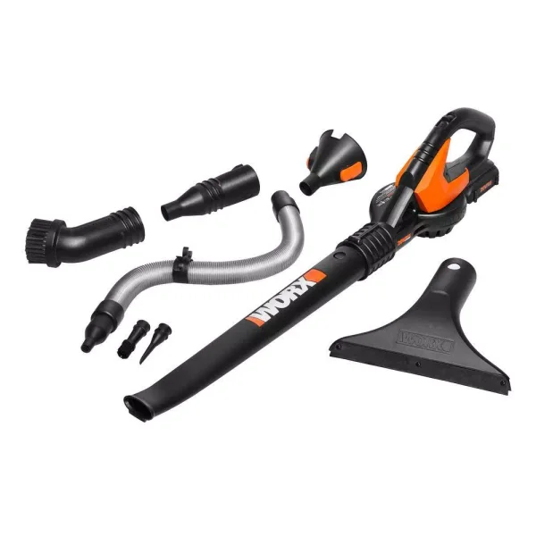 Worx 20V Cordless Leaf Blower & Sweeper Kit with 8 Attachments, 120 MPH, 80 CFM, 2 Ah Battery & Charger Included