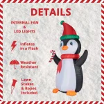 Fraser Hill Farm 10 ft. Penguin and Candy Cane Christmas Inflatable with RGB Lights thumbnail 4