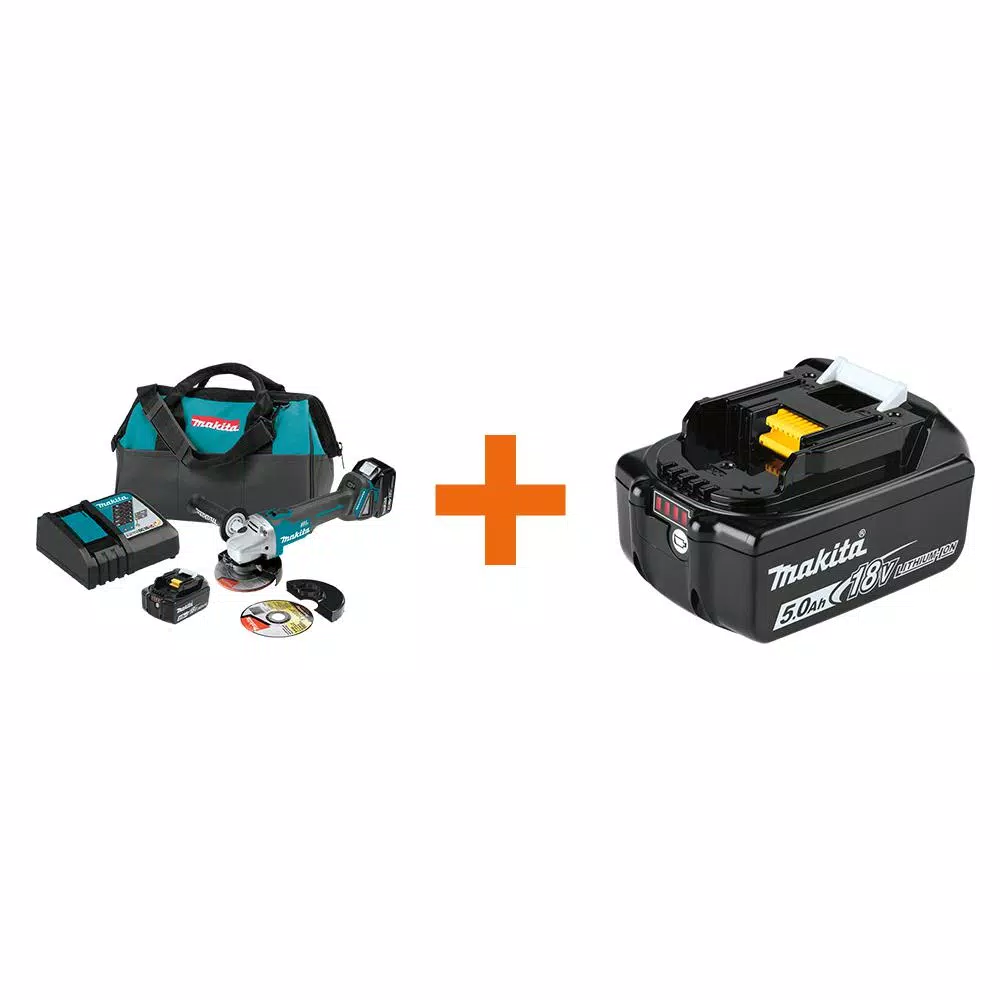 Makita 18V LXT Brushless 4-1/2"/5" Angle Grinder Kit with 5.0Ah Battery Bonus