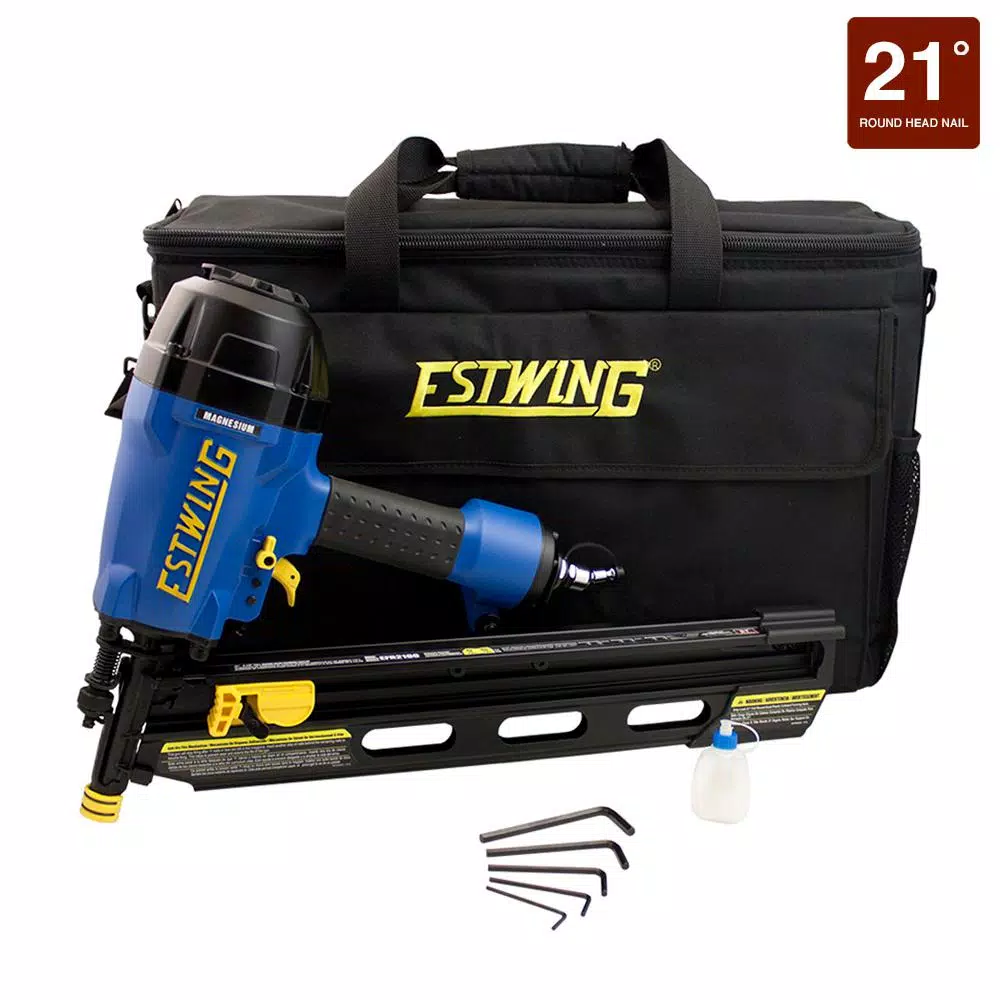 Estwing 21 Degree Full Head Pneumatic Framing Nailer with Padded Bag