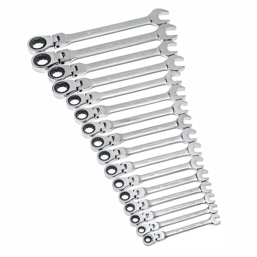 GEARWRENCH 16-Piece Metric Flex-Head Ratcheting Combination Wrench Set