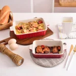 MALACASA 2-Piece Red Porcelain Rectangle Bakeware Set, 12 in. and 13 in. Ceramic Baking Dishes thumbnail 6