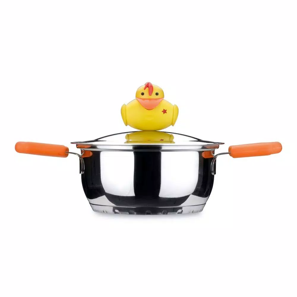BergHOFF Sheriff Duck 1.1 qt. Stainless Steel Dutch Oven with Glass Lid, Silver