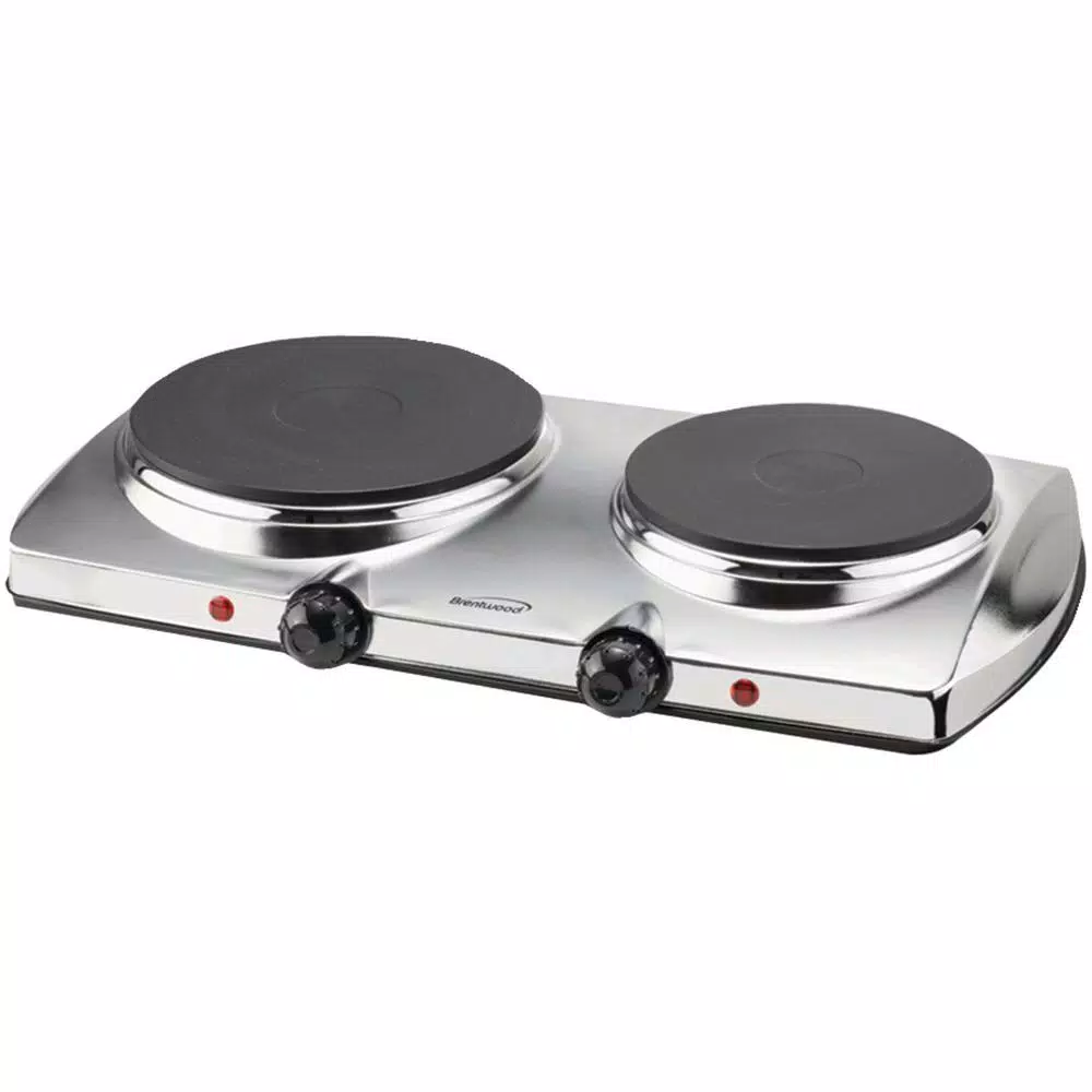 Brentwood Appliances 1440W 2-Burner Silver Electric Hot Plate