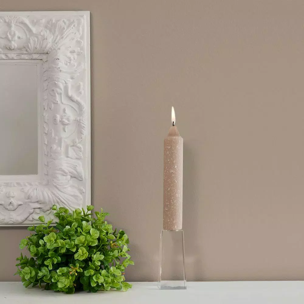 ROOT CANDLES 7 in. Timberline Collenette Taupe Taper Dinner Candles, Beeswax Enriched, Box of 4