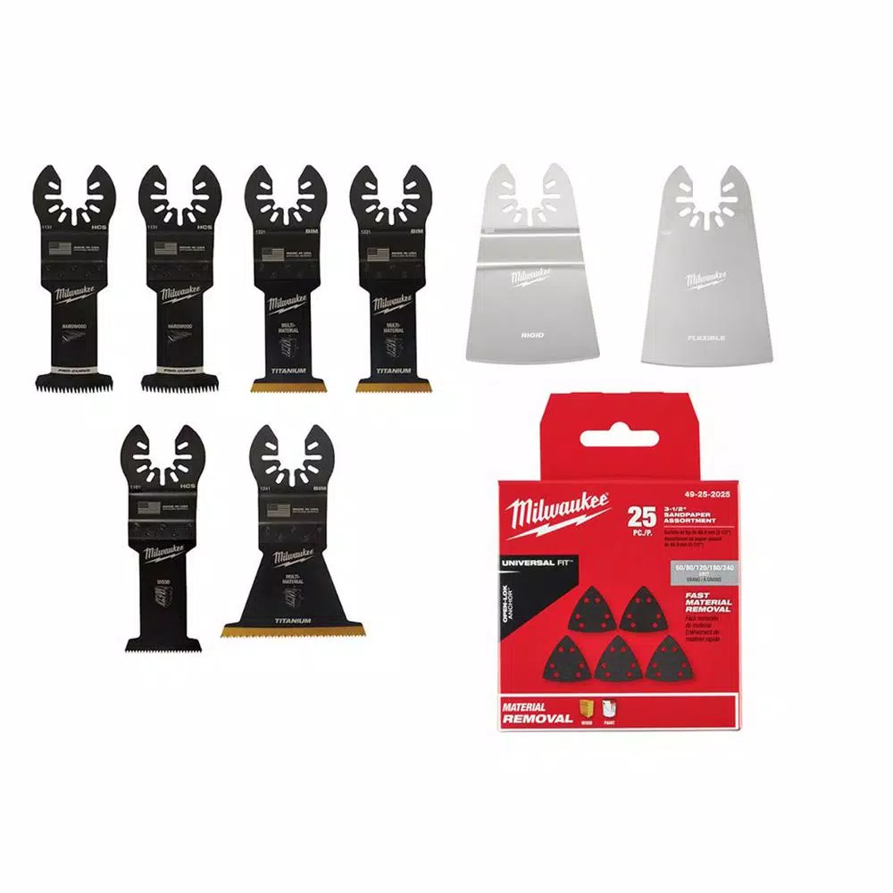 Milwaukee OPEN-LOK Oscillating Multi-Tool Blade & Sandpaper Starter Kit, 33-Piece