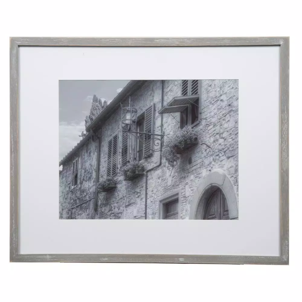 Pinnacle Gallery 7-Piece Graywash Wood Photo Frame Wall Gallery Kit with Art Prints