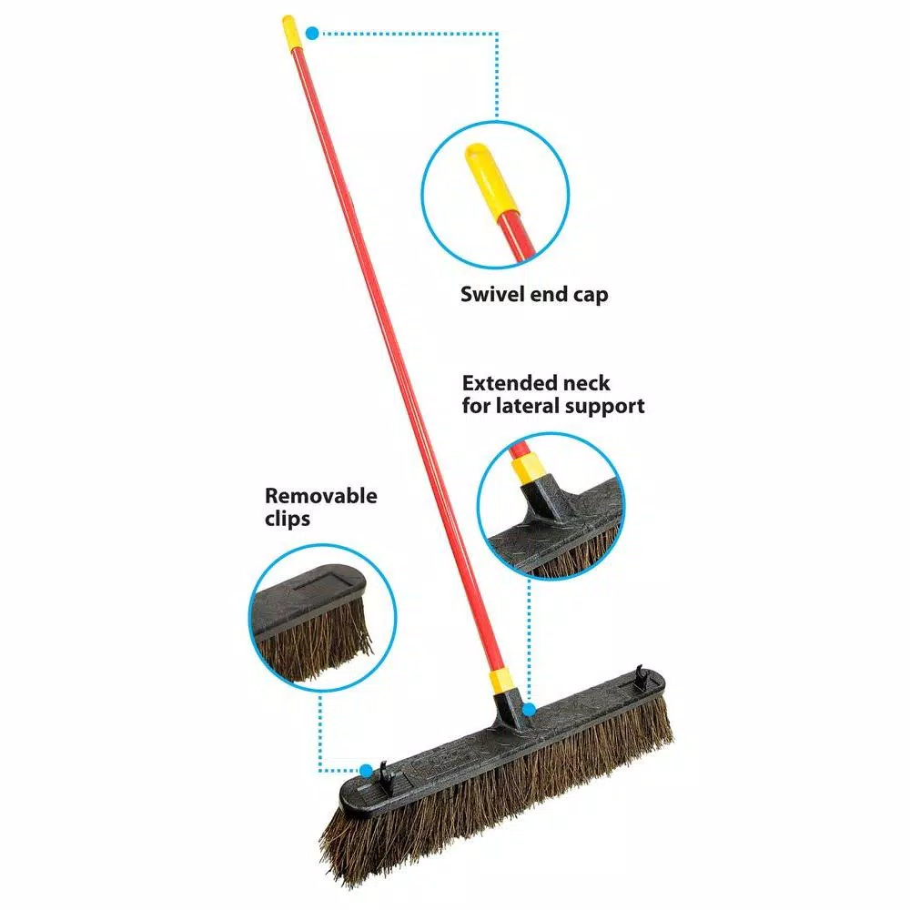 Quickie Bulldozer 24 in. Palmyra Push Broom with 60 in. Steel Handle