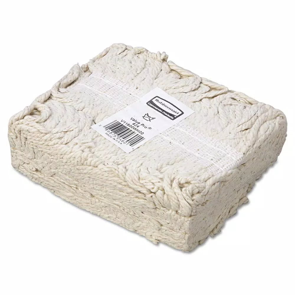 Rubbermaid Commercial Products Rubbermaid Commercial Value-Pro 24 oz. Cut-End Cotton Wet Mop Head, White (12/Carton)