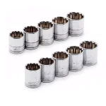 Husky 1/2 in. Drive X-Large 12-Point Socket Set, SAE and Metric, 10-Piece thumbnail 1