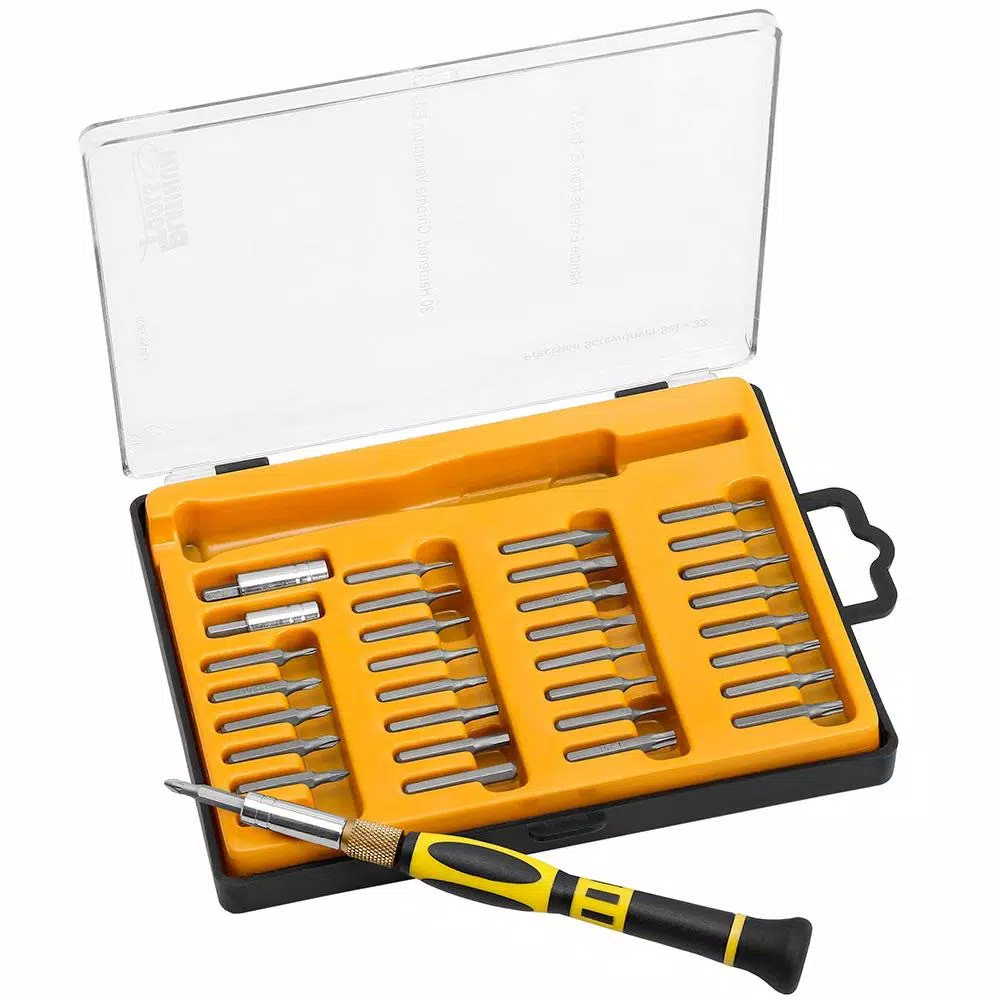 Platinum Tools 33-Piece Precision Screwdriver Set with Adjustable TPR Grip and High-Impact Case