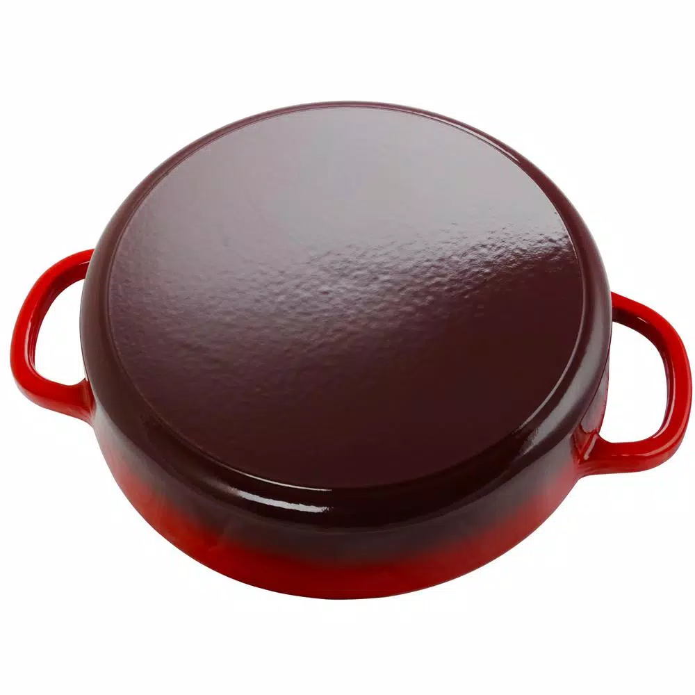 Crock-Pot Artisan 5 Qt. Enameled Cast Iron Braiser Pan with Self-Basting Lid, Red