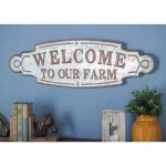 LITTON LANE 36 in. x 11 in. Welcome to Our Farm Metal Wall Sign - Rustic Farmhouse Decor thumbnail 1