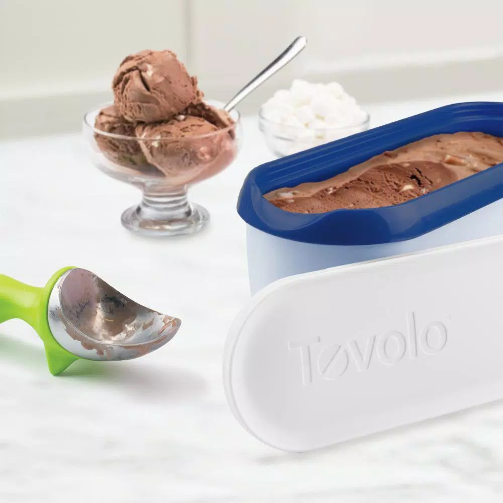 Tovolo Glide-A-Scoop 1.5 Qt. Insulated Ice Cream Tub, Airtight Reusable Freezer Container, Deep Indigo