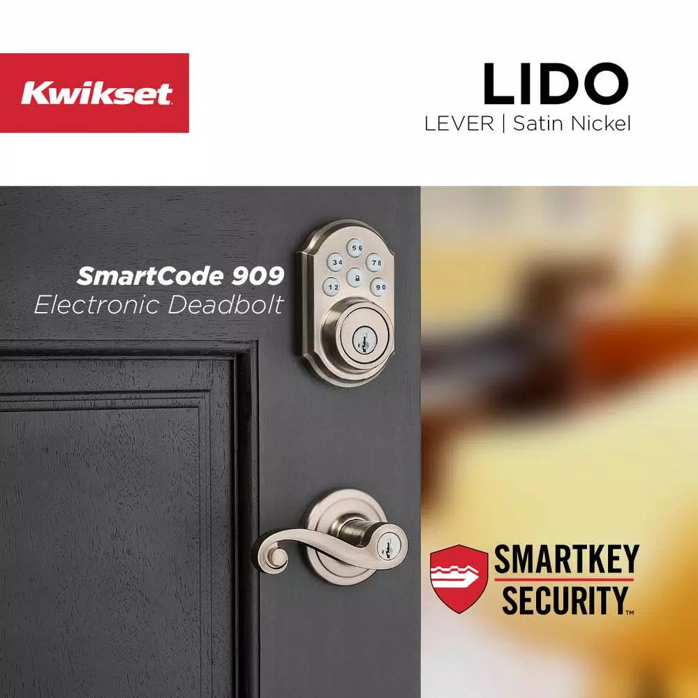 Kwikset Lido Satin Nickel Exterior Entry Door Lever with SmartKey Security