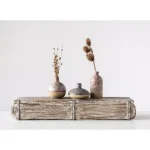 3R Studios Brown Stoneware Decorative Bud Vase Set, Set of 3 Ceramic Tabletop Vases thumbnail 2