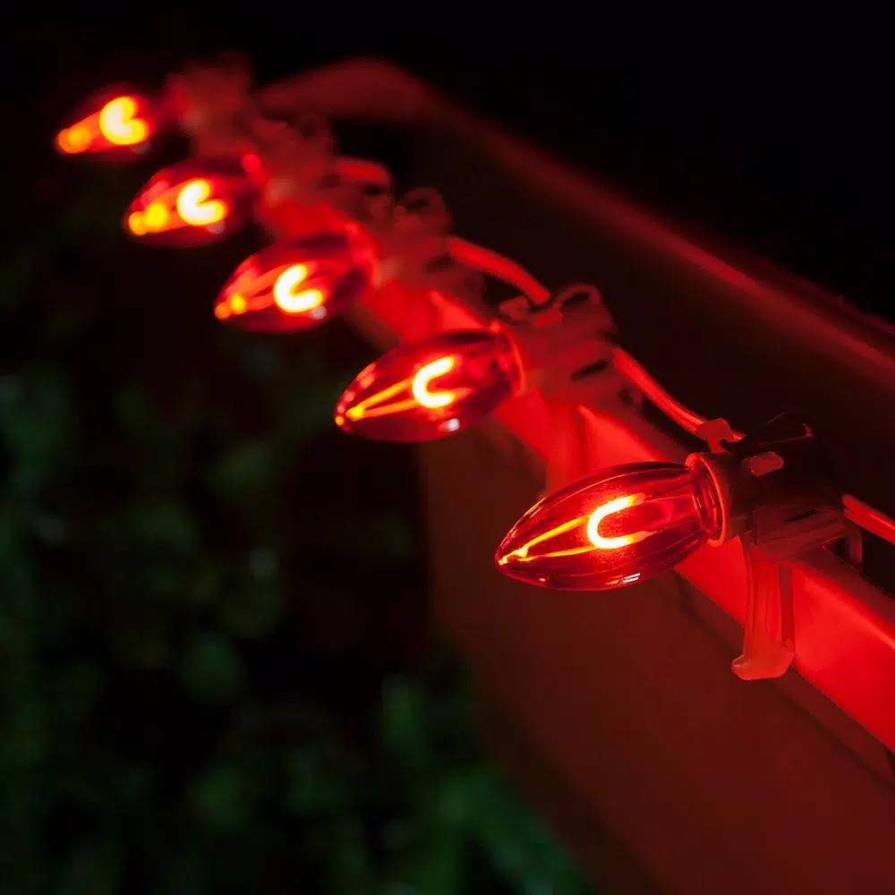 Wintergreen Lighting FlexFilament C9 Red LED Vintage Edison Shatterproof Christmas Light Bulbs (5-Pack)