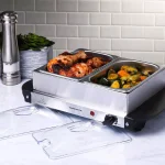 Ovente 2.1 qt. Electric Buffet Server, Stainless Steel Chafing Dish with 2 x 1L Warming Pans and Lids thumbnail 6