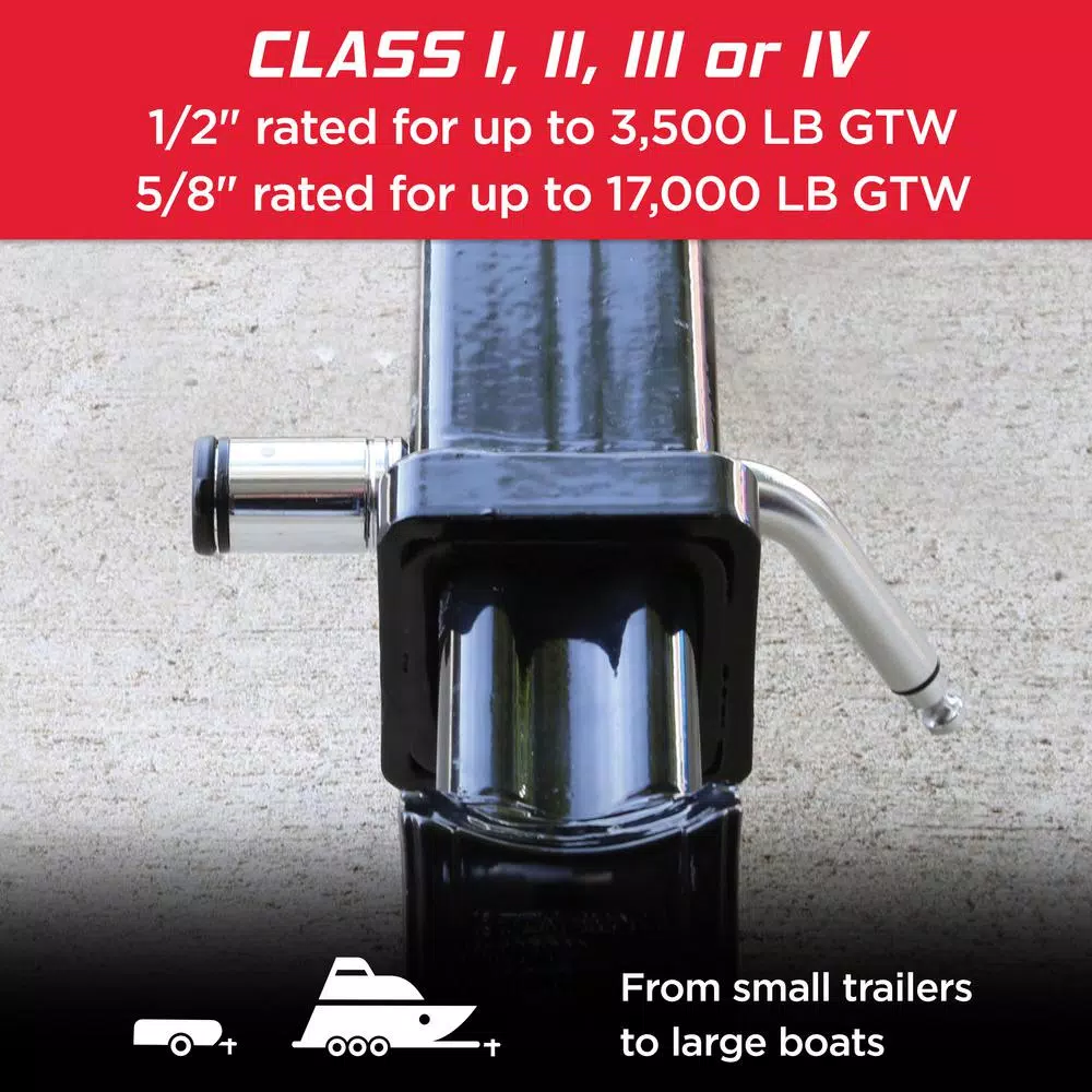 TowSmart Boomerang Locking Hitch Pin - Reversible 1/2 in. and 5/8 in. Dual Diameter Design