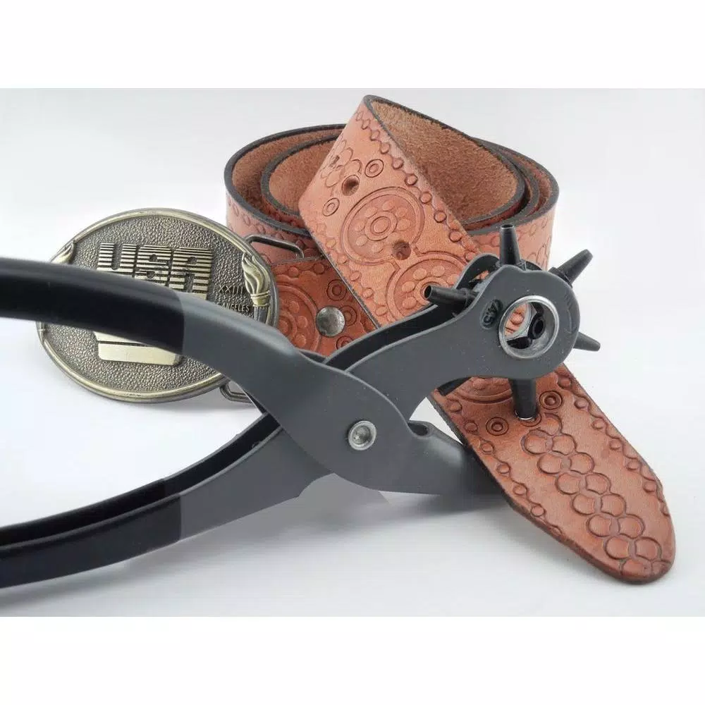 General Tools Revolving Punch Pliers with 6 Hardened Steel Punches for Leather, Plastic, and Canvas