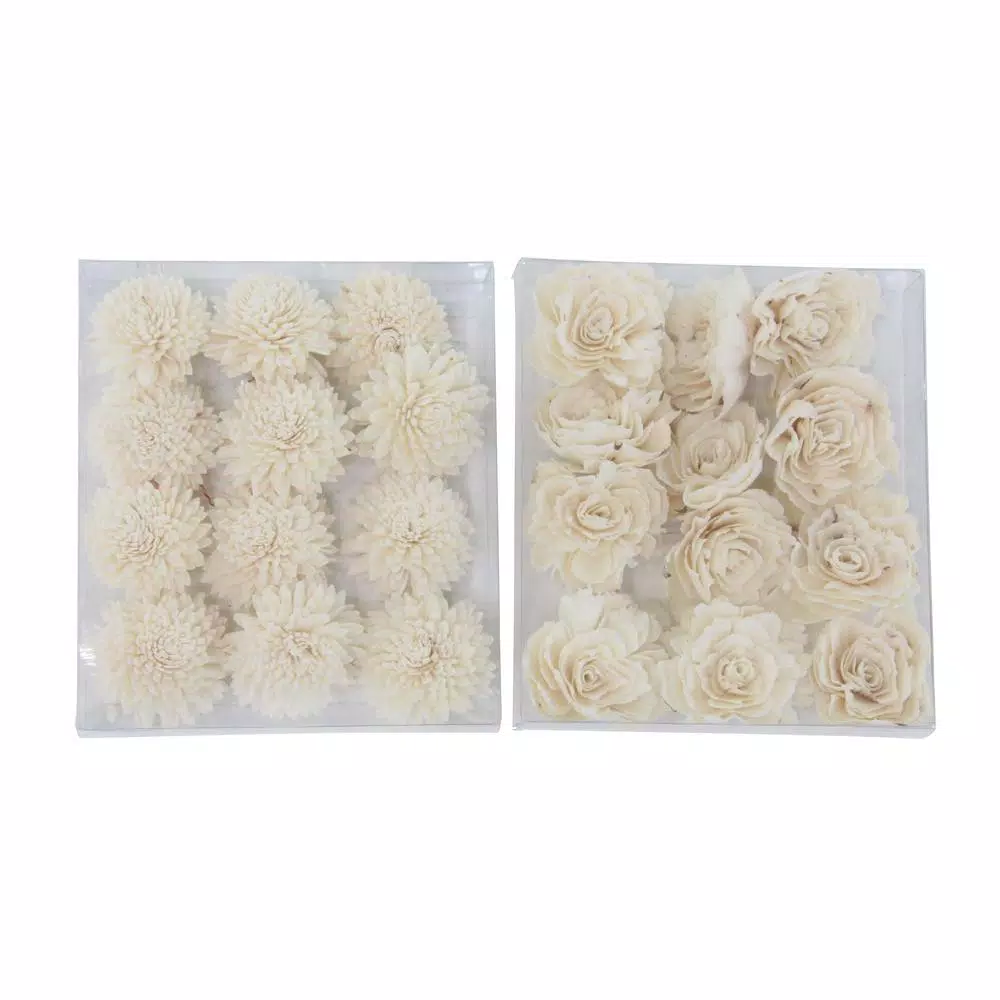 LITTON LANE White Sola Wood Carnation and Rose Artificial Flower Set (Set of 2)