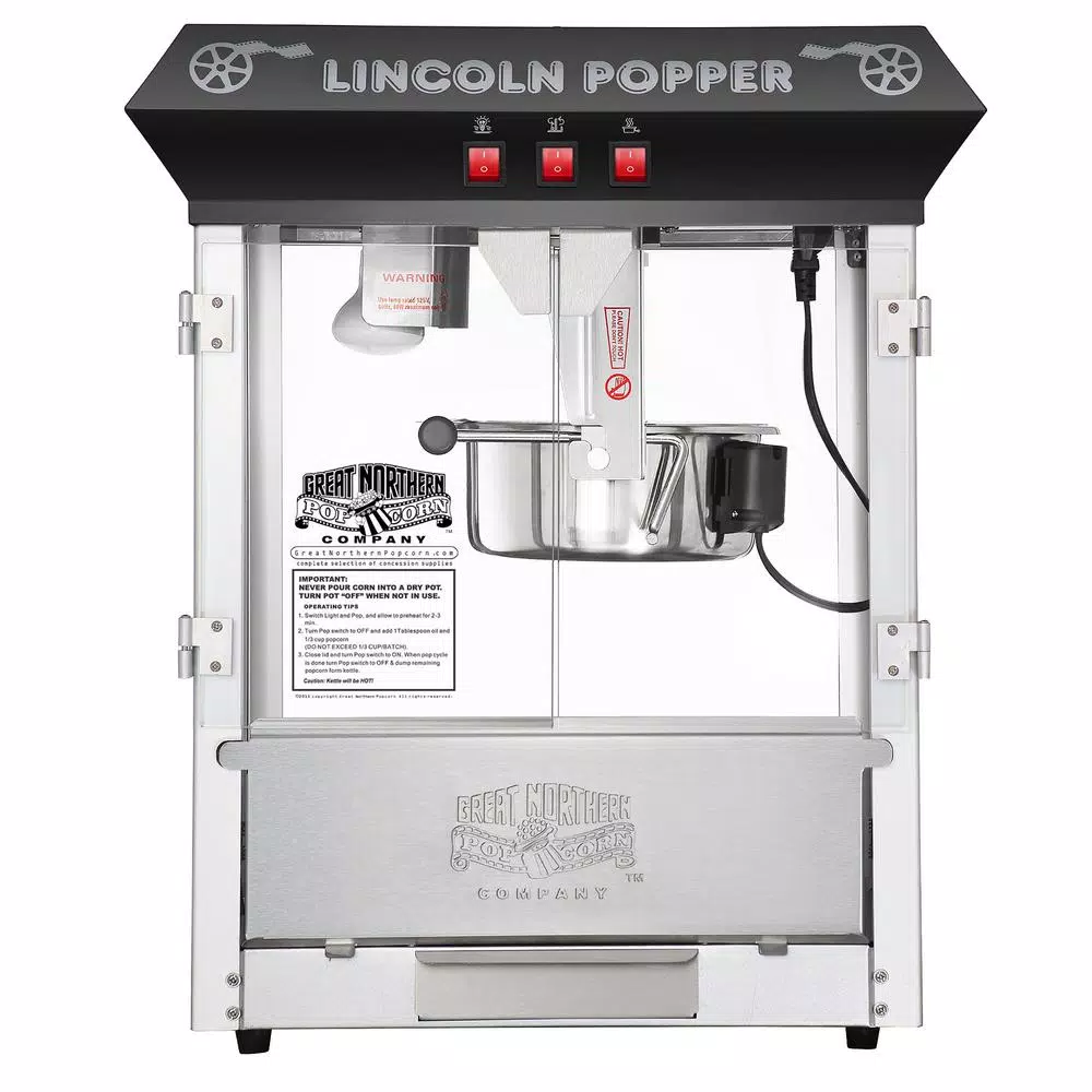 Great Northern Popcorn Lincoln Countertop Popcorn Machine, 8oz Kettle, Black