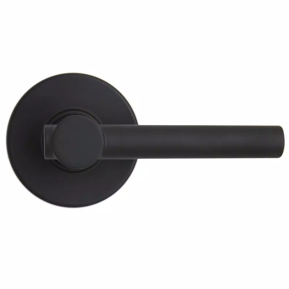Defiant Highland Matte Black Passage Door Lever with Round Rose