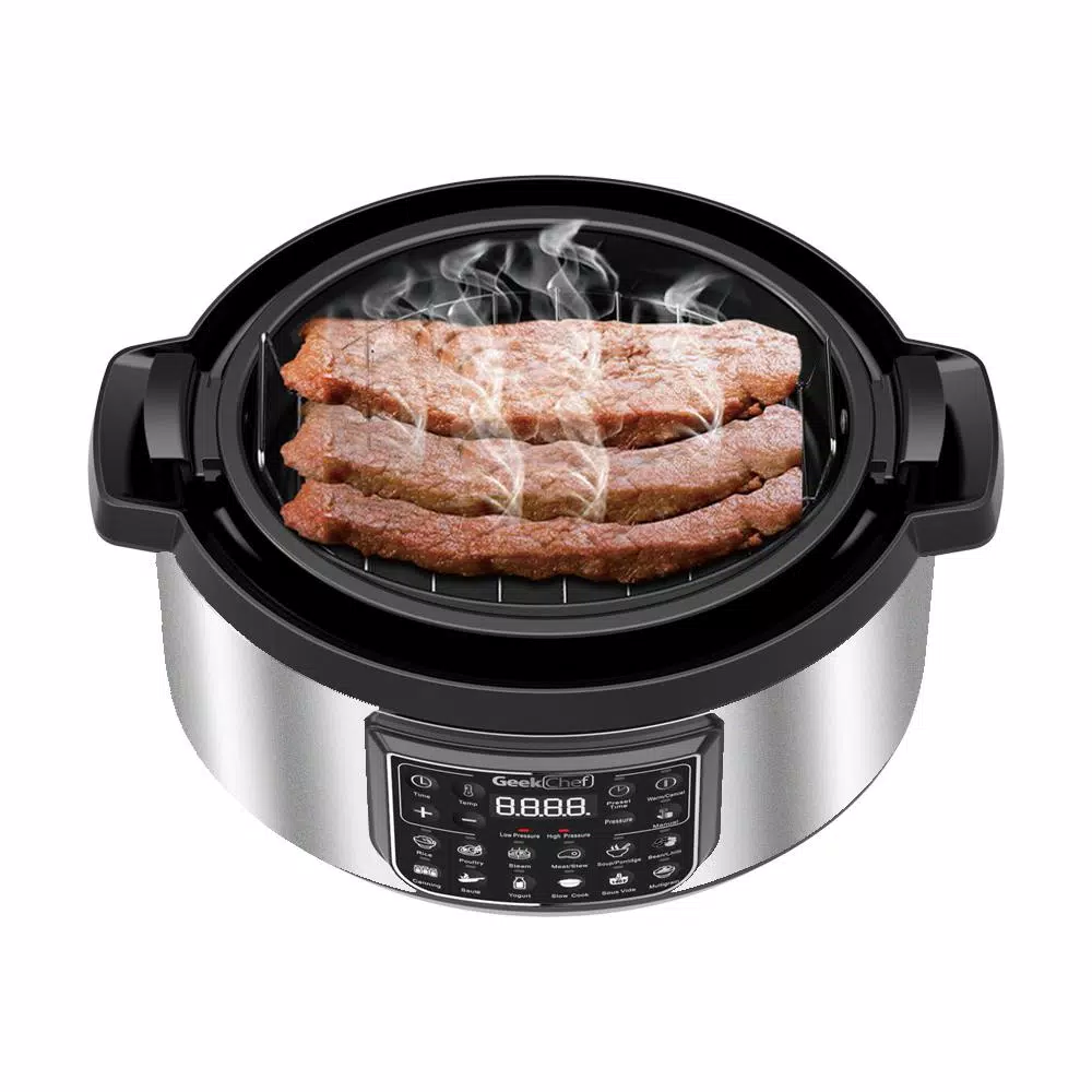 Boyel Living Geek Chef 8 Qt. Stainless Steel 12-in-1 Programmable Electric Pressure Cooker with Oval Non-Stick Pot
