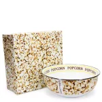 Golden Rabbit Popcorn Design Enamelware Popcorn Bowl, 4.5 Qt, White thumbnail 1