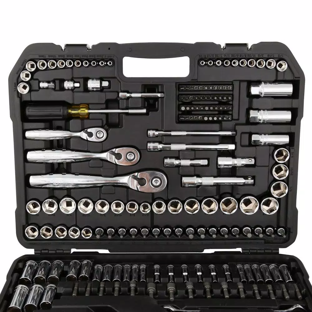 DEWALT 200-Piece Mechanics Tool Set with 1/4 in., 3/8 in., and 1/2 in. Drive, Polished Chrome