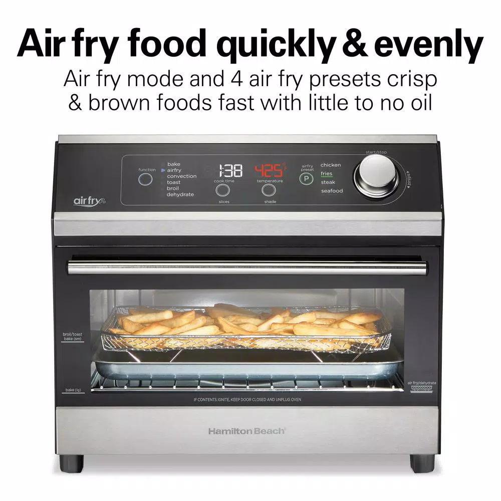 Hamilton Beach 1800W Digital Air Fryer Toaster Oven, 6-Slice, Black