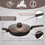 AMERCOOK 12 in. Volcano Stone Nonstick Wok Pan, Forged Aluminum, Induction Compatible thumbnail 2