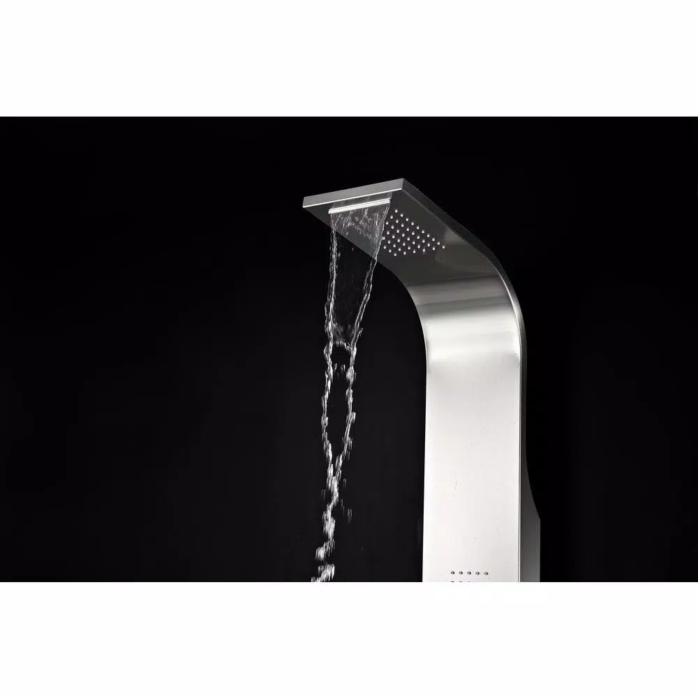 ANZZI Anchorage 60 in. 2-Jet Full Body Shower Panel System with Heavy Rain Head & Spray Wand, Brushed Steel