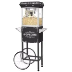 Great Northern Foundation 4 oz. Black Hot Oil Popcorn Machine with Cart thumbnail 1