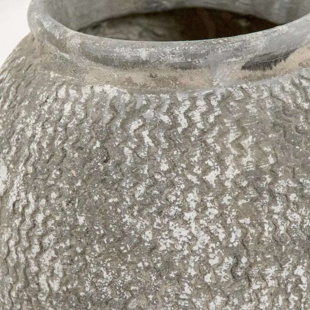 Zentique Cement Wavy Grey Large Decorative Vase with Zig Zag Grooves