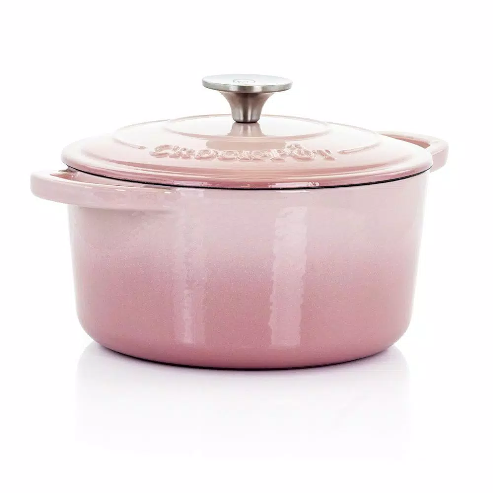 Crock-Pot Artisan 3 Qt. Round Enameled Cast Iron Dutch Oven with Lid, Blush Pink