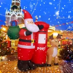 JOYDECOR 6 ft. Santa Claus with Postbox and Reindeer Christmas Inflatable with LED Lights thumbnail 3
