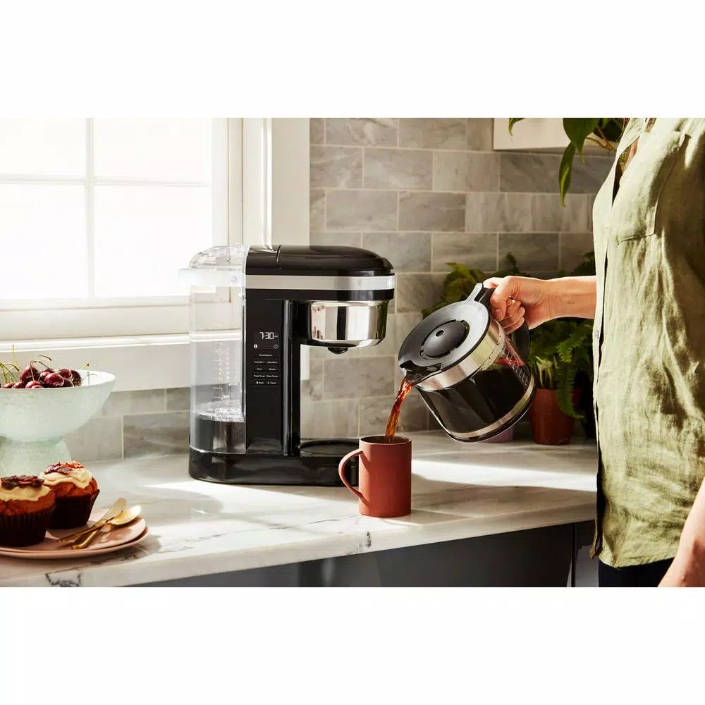 KitchenAid 12-Cup Onyx Black Drip Coffee Maker with Spiral Showerhead and Programmable Warming Plate