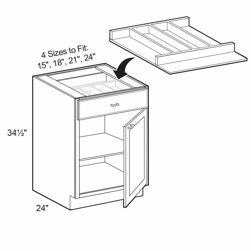 Home Decorators Collection Natural Maple Solid Hardwood Utensil Tray Divider for 21 in. Drawer