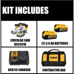 DEWALT 20V MAX Cordless 6-1/2 in. Circular Saw Kit with (2) 5.0 Ah Batteries and Charger thumbnail 2