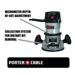 Porter-Cable 1.75 HP Fixed Base Router Kit, 11 Amp, 27500 RPM thumbnail 2