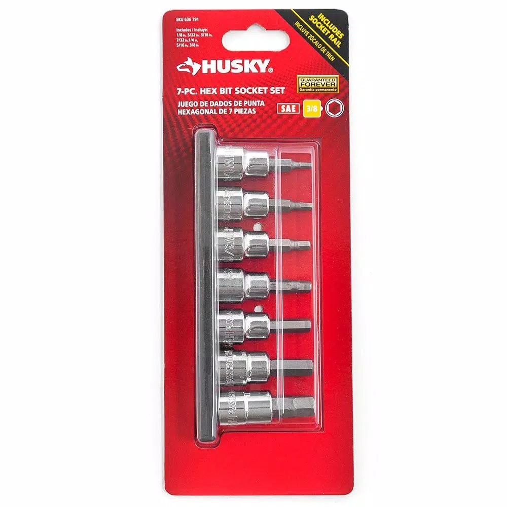 Husky 3/8 in. Drive SAE Hex Bit Socket Set, 7-Piece