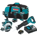 Makita 18V LXT Lithium-Ion 5-Tool Cordless Combo Kit with (2) 3.0 Ah Batteries, Rapid Charger and Tool Bag thumbnail 1