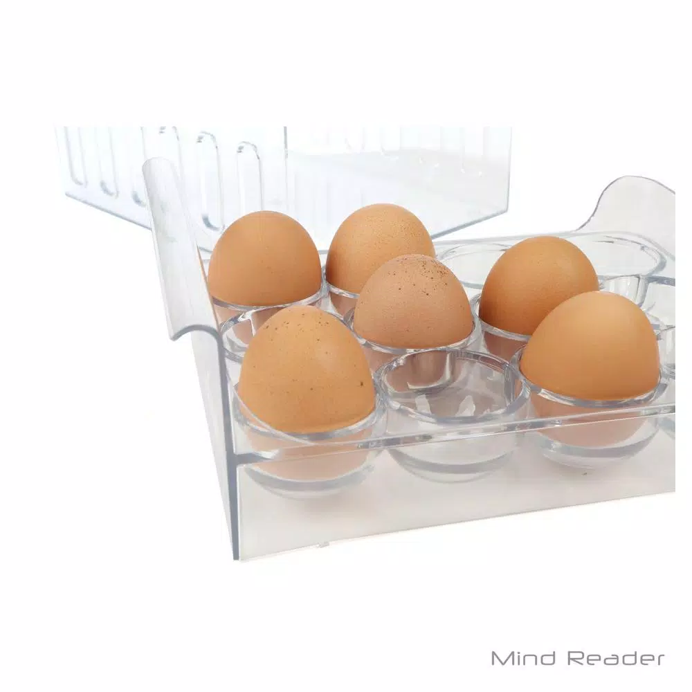 Mind Reader Clear Stackable 1-Dozen Egg Container Storage Drawer, Reusable BPA-Free Plastic