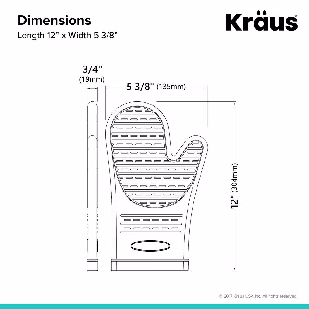 KRAUS Black Silicone Heat-Resistant Non-Slip Oven Mitt