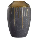 StyleCraft Marloe Charcoal and Gold Ceramic Table Vase, Contemporary Urn Style thumbnail 1